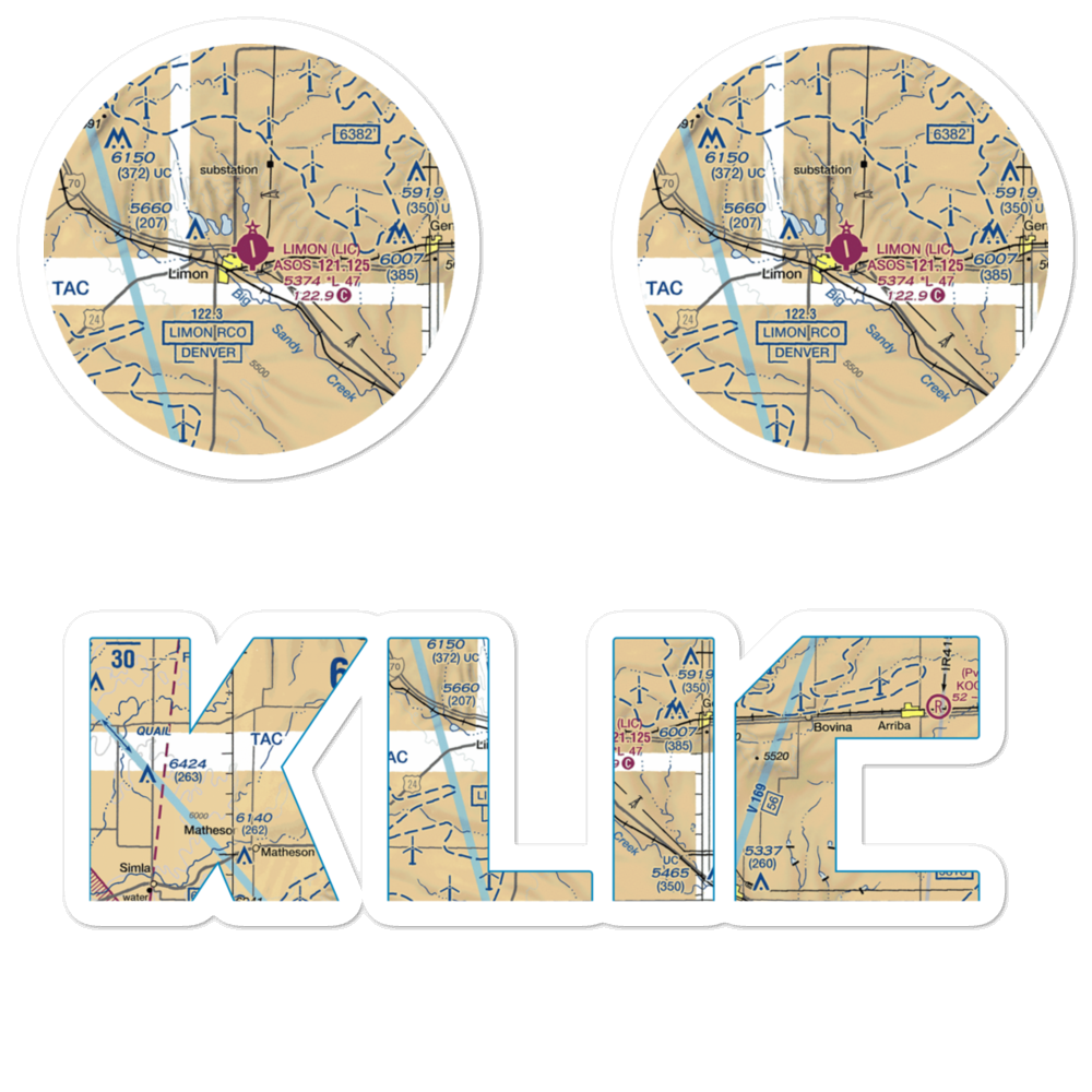Limon Municipal Airport (LIC) VFR Sectional Sticker Pack 