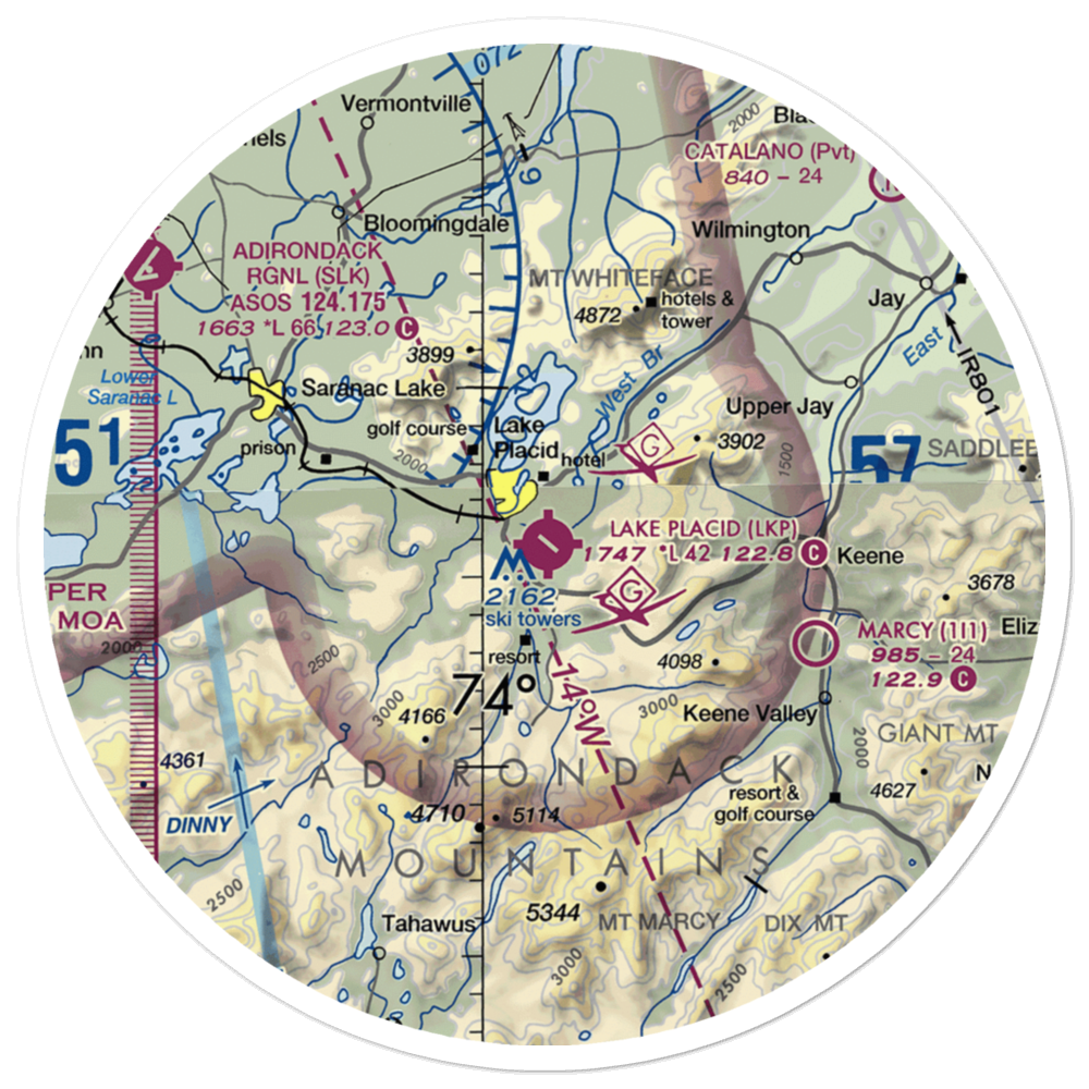 Lake Placid Airport (LKP) VFR Sectional Sticker (30 mile) 