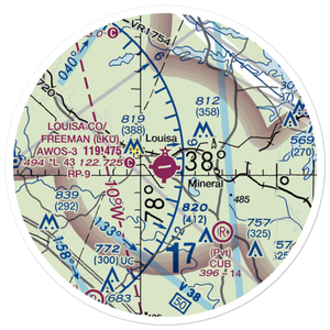 Louisa County Airport/Freeman Field (LKU) VFR Sectional Sticker (20 mile)