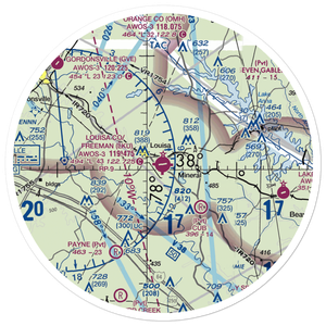 Louisa County Airport/Freeman Field (LKU) VFR Sectional Sticker (30 mile)