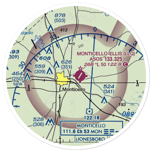 Monticello Municipal Ellis Field (LLQ) VFR Sectional Sticker (20 mile)