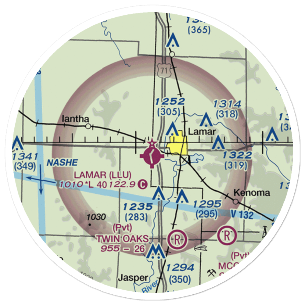 Lamar Municipal Airport (LLU) VFR Sectional Sticker (20 mile) 