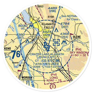 Crater Lake-Klamath Regional Airport (LMT) VFR Sectional Sticker (20 mile)