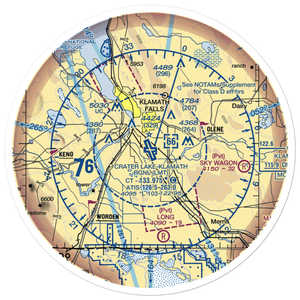 Crater Lake-Klamath Regional Airport (LMT) VFR Sectional Sticker (30 mile)