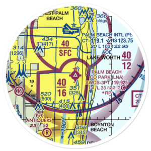 Palm Beach County Park Airport (LNA) VFR Sectional Sticker (20 mile)