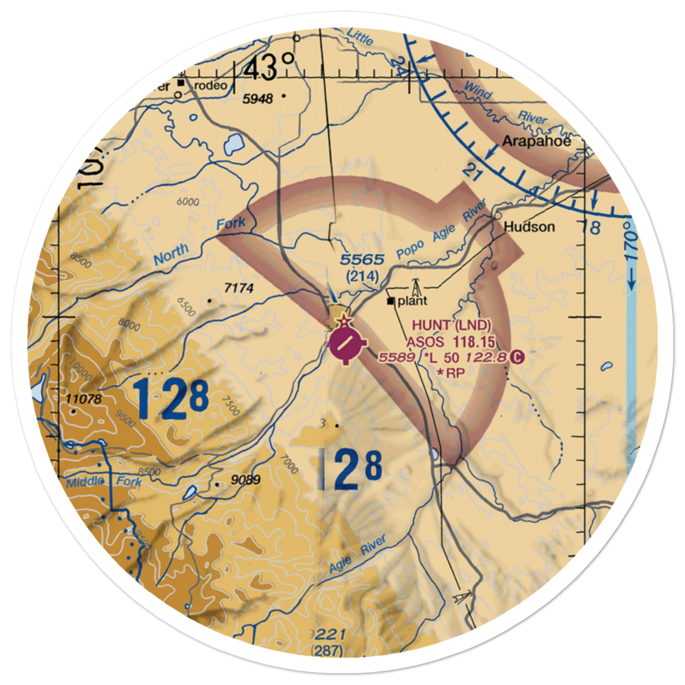 Hunt Field (LND) VFR Sectional Sticker (30 mile) 