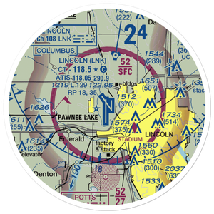 Lincoln Airport (LNK) VFR Sectional Sticker (20 mile)