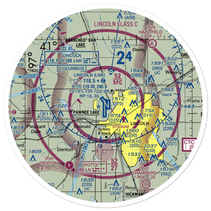 Lincoln Airport (LNK) VFR Sectional Sticker (30 mile)