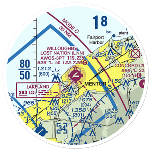 Willoughby Lost Nation Municipal Airport (LNN) VFR Sectional Sticker (20 mile)