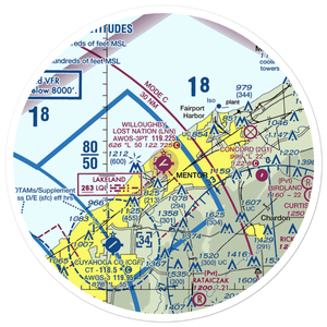 Willoughby Lost Nation Municipal Airport (LNN) VFR Sectional Sticker (30 mile)