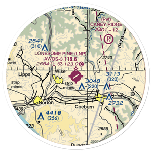 Lonesome Pine Airport (LNP) VFR Sectional Sticker (20 mile)
