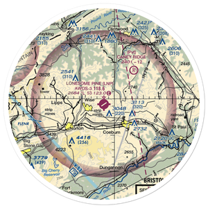 Lonesome Pine Airport (LNP) VFR Sectional Sticker (30 mile)