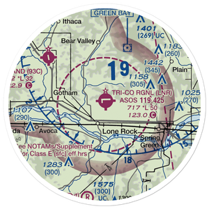 Tri-County Regional Airport (LNR) VFR Sectional Sticker (20 mile)