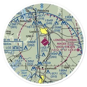 London-Corbin Airport/Magee Field (LOZ) VFR Sectional Sticker (20 mile)