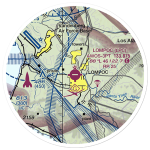 Lompoc Airport (LPC) VFR Sectional Sticker (20 mile)