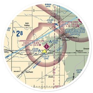 Larned Pawnee County Airport (LQR) VFR Sectional Sticker (30 mile)
