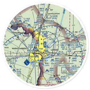 Laredo International Airport (LRD) VFR Sectional Sticker (30 mile)