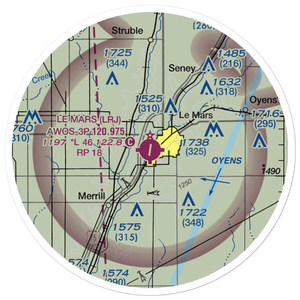 Le Mars Municipal Airport (LRJ) VFR Sectional Sticker (20 mile)