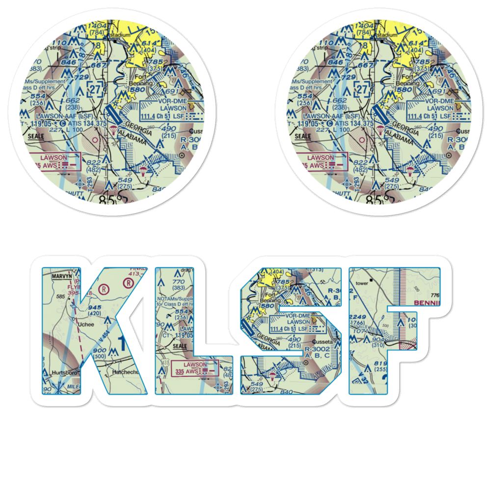 Lawson Army Air Field (Fort Benning) (LSF) VFR Sectional Sticker Pack 