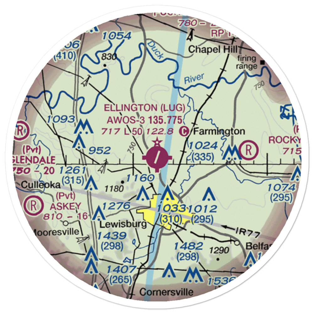 Ellington Airport (LUG) VFR Sectional Sticker (20 mile) 