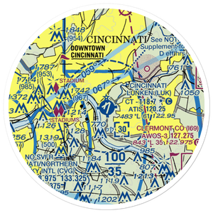 Cincinnati Municipal Airport Lunken Field (LUK) VFR Sectional Sticker (20 mile)
