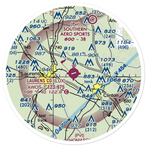 Laurens County Airport (LUX) VFR Sectional Sticker (20 mile)