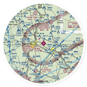 Laurens County Airport (LUX) VFR Sectional Sticker (30 mile)