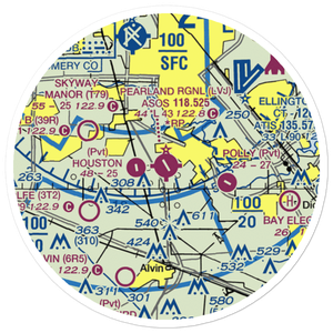 Pearland Regional Airport (LVJ) VFR Sectional Sticker (20 mile)