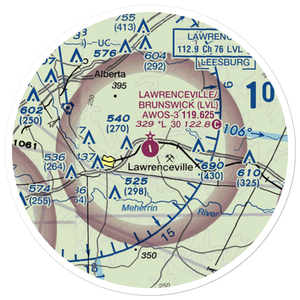 Brunswick Municipal Airport (LVL) VFR Sectional Sticker (20 mile)