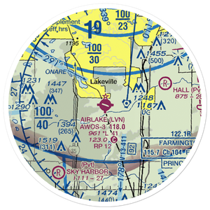 Airlake Airport (LVN) VFR Sectional Sticker (20 mile)
