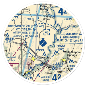 Greenbrier Valley Airport (LWB) VFR Sectional Sticker (20 mile)