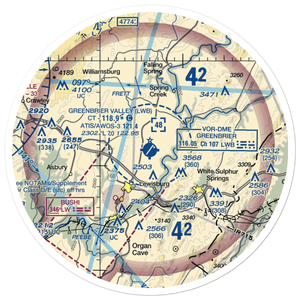 Greenbrier Valley Airport (LWB) VFR Sectional Sticker (30 mile)