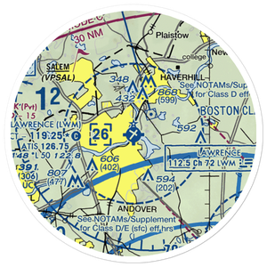 Lawrence Municipal Airport (LWM) VFR Sectional Sticker (20 mile)