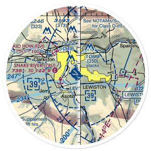 Lewiston Nez Perce County Airport (LWS) VFR Sectional Sticker (20 mile)