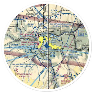 Lewiston Nez Perce County Airport (LWS) VFR Sectional Sticker (30 mile)