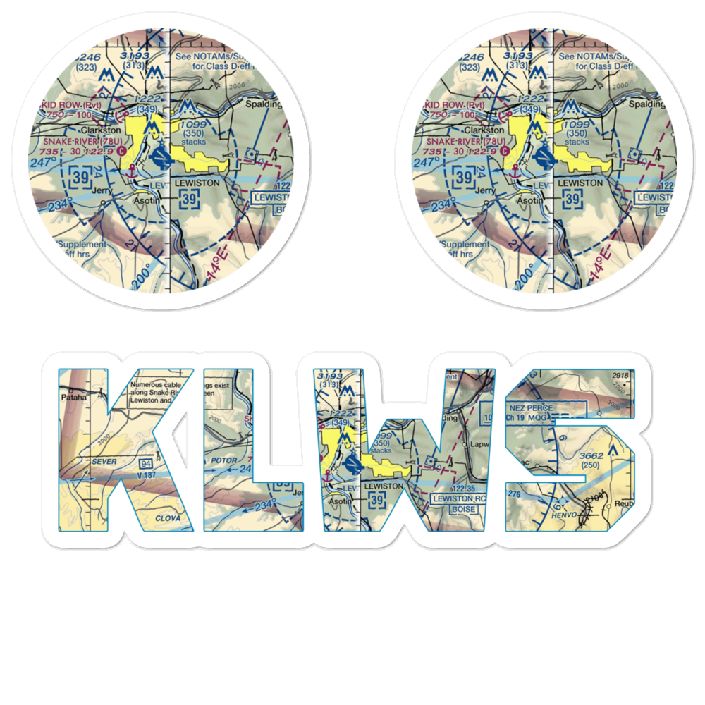 Lewiston Nez Perce County Airport (LWS) VFR Sectional Sticker Pack 