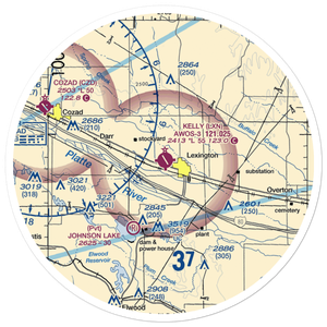 Jim Kelly Field (LXN) VFR Sectional Sticker (30 mile)