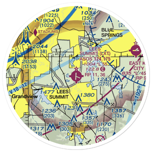 Lee's Summit Municipal Airport (LXT) VFR Sectional Sticker (20 mile)