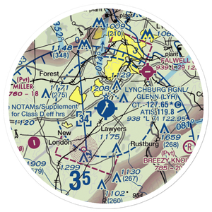 Lynchburg Regional Preston Glenn Field (LYH) VFR Sectional Sticker (20 mile)