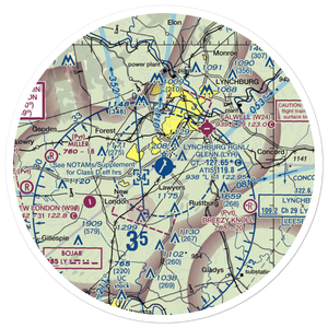 Lynchburg Regional Preston Glenn Field (LYH) VFR Sectional Sticker (30 mile)
