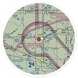 Lyons-Rice County Municipal Airport (LYO) VFR Sectional Sticker (30 mile)