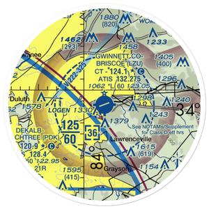 Gwinnett County Briscoe Field (LZU) VFR Sectional Sticker (20 mile)
