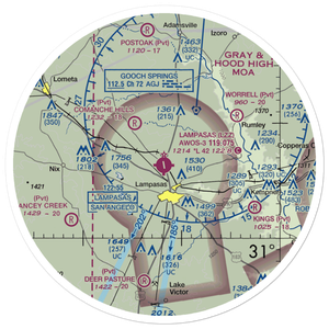 Lampasas Airport (LZZ) VFR Sectional Sticker (30 mile)