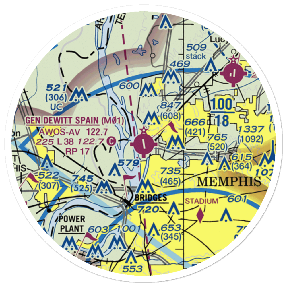 General Dewitt Spain Airport (M01) VFR Sectional Sticker (20 mile) 