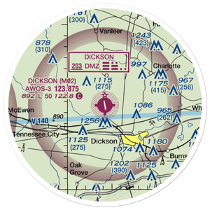 Dickson Municipal Airport (M02) VFR Sectional Sticker (20 mile)