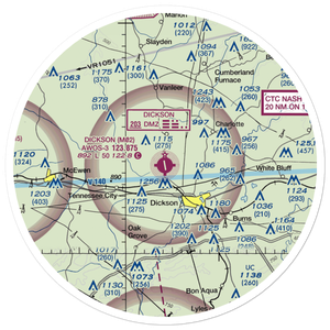 Dickson Municipal Airport (M02) VFR Sectional Sticker (30 mile)