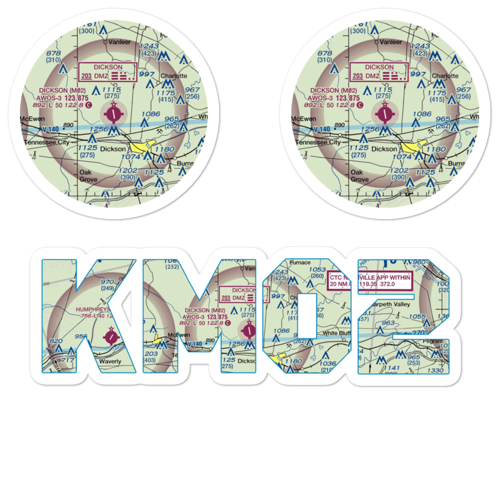 Dickson Municipal Airport (M02) VFR Sectional Sticker Pack 