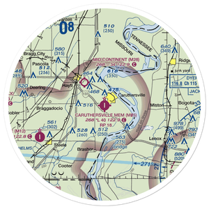 Caruthersville Memorial Airport (M05) VFR Sectional Sticker (30 mile)
