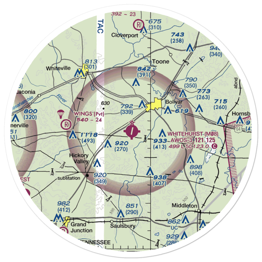 William L. Whitehurst Field (M08) VFR Sectional Sticker (30 mile) 