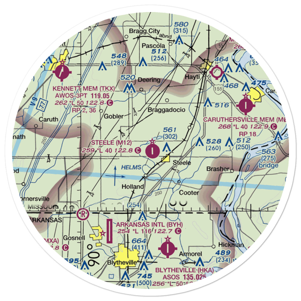 Steele Municipal Airport (M12) VFR Sectional Sticker (30 mile) 